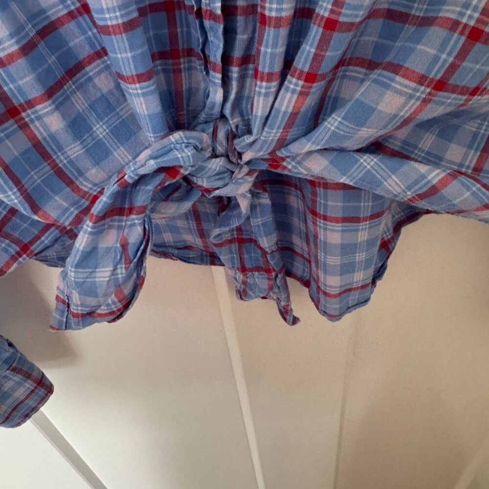 J. Crew plaid tie front button up shirt XL 100% Cotton - Picture 4 of 8